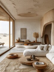 Wall Mural - Modern Desert Home Interior with Earthy Tones and Textures