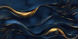 Fototapeta Kosmos - banner blue Gold abstract wave line arts background, Luxury wallpaper design