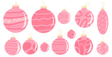 Christmas Toys Set. Merry Christmas Hand Drawn Toys. Festive Holiday Symbols. Happy New Year. Vector Flat Illustration.