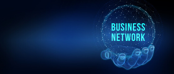 Wall Mural - business, technology, internet and network concept. online business network. 3d illustration