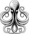 An octopus or kraken squid monster illustration in a vintage halftone style