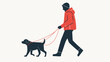 pictogram illustration of man with dog Hand drawn sty