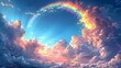 Sky Symphony: Anime Illustration of Radiant Rainbow