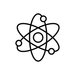 Atom, neutron and proton icon vector illustration. Orbital electrons on isolated background. Nuclear energy sign concept.