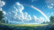 Astral Arch: Anime Depiction of Rainbow in Azure Firmament