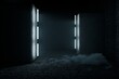 3d render, Dark room with neon lighting. Can be used for background.