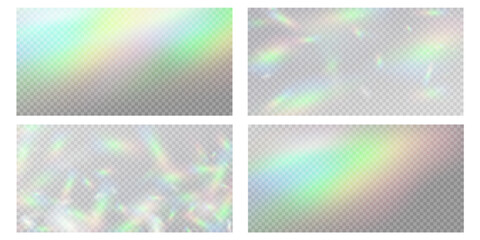 Wall Mural - blurred rainbow refraction overlay effect. light lens prism effect on transparent background. hologr