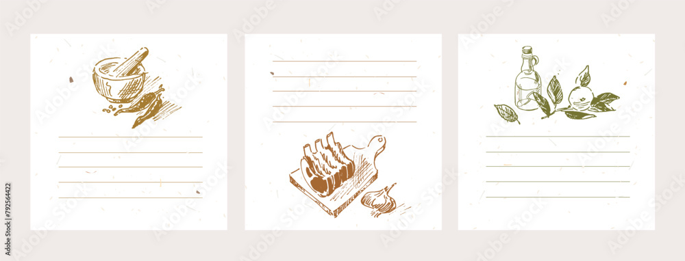 Vektor Blank sticker pages for making notes about meal preparation and ...