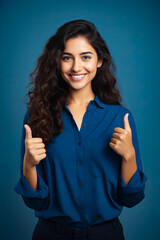 Sticker - Woman with long hair giving thumbs up sign.