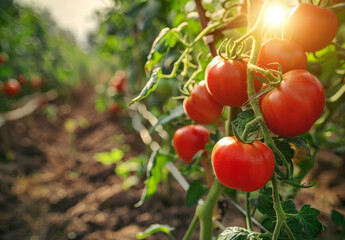 Wall Mural - Tomatoes growing on the farm