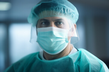 Highly skilled surgeon doctor in operation room after hard successful operation Generative AI