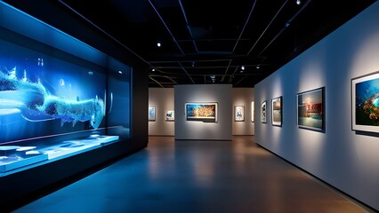 virtual tour in a museum gallery capturing a sleek modern muse