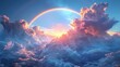 Celestial Prism: Anime Artistry of Rainbow in Blue Sky
