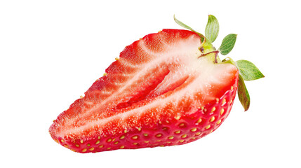 Poster - fresh sliced strawberry isolated on white or transparent png