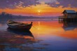 Sailing boat on the sea at sunset. Traditional Boats floating on water at sunset in front of Seashore