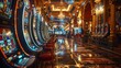 © MAY - Casino Interior with Slot Machines: An image showcasing the luxurious ambiance of a casino interior