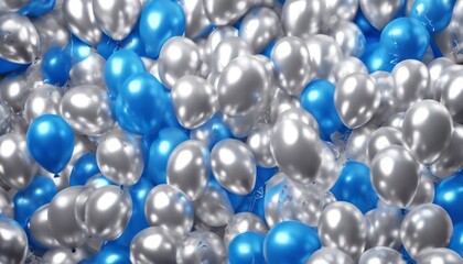 Wall Mural - 'silver confetti background balloon festivals blue celebrations parties Beautiful carnival abstract celebration ribbon festive celebrate festival light fun party frame object c'