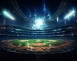 Baseball stadium under bright lights, a 3D CG rendering capturing the dynamic action and excitement of the game, high resolution ,ultra HD,digital photography