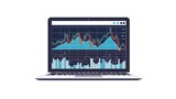 Fototapeta Nowy Jork - Laptop screen graphic showing stock charts on white background