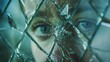 Closeup of a cracked mirror revealing distorted and fragmented reflections symbolizing the distorted selfimage and negative thoughts that often accompany depression. The broken mirror .