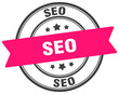 seo stamp. seo label on transparent background. round sign