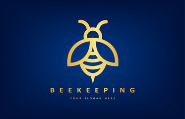 Wall Mural - Bee logo vector. Beekeeping design. Insect illustration