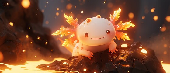 Wall Mural - Cute axolotl character