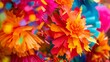 colorful paper flowers streamers and confetti. Use bright reds oranges and yellows to capture the energy and joy of a fiesta celebration