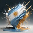 Argentina flag paint liquid explosion on isolated background , generated by AI