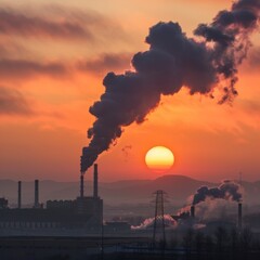 The factory under sunset