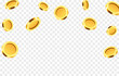 Realistic gold coins png. Explosion of gold coins png. Gold coins fall from the sky. Victory, easy money.