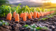Carrot fields growing on the mountain