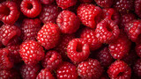 Fresh ripe raspberries pattern background for market. Close-up raspberry texture for sale poster and packaging.