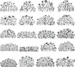 Set of twenty hand-drawn wildflower meadows for printing, engraving , coloring and so on. Vector illustration.