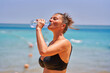 Photo of relaxing vacation in Egypt Hurghada drinking water on sun