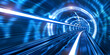 Azure photon tunnel creating a sense of speed and futurism, ideal for showcasing fast and innovative products