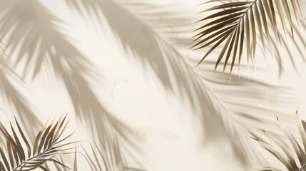 Wall Mural - Abstract background with palm leaf shadows on white wall