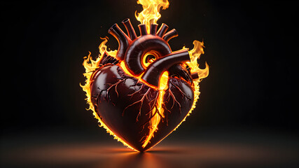 Wall Mural - Heart in Flames