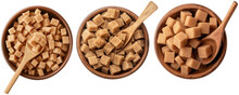 Set Of  Brown Sugar Cubes In A Bowl With Spoon