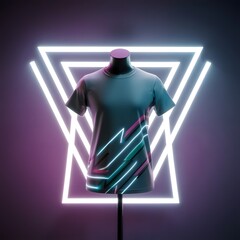 Wall Mural - Neon light effect blank tshirt mockup product.