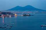 Fototapeta  - night view of Naples with Vesuvius mount