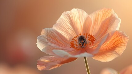 Wall Mural - A single bloom, its graceful silhouette poised against a backdrop of serene minimalism