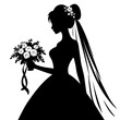 Bride in wedding dress silhouette. Vector illustration