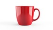 red coffee cup on white background