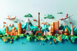 © sennauli - Wallpaper travel illustration 3d color tourism place, landmarks world, travel day wallpaper