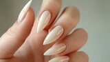 Fototapeta Uliczki - Portrait of beautiful nail art polished with sparkling varnish in natural colour