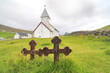 Church at Vidareidi village in Faroe Islands, Atlatntic Ocean, Denmark