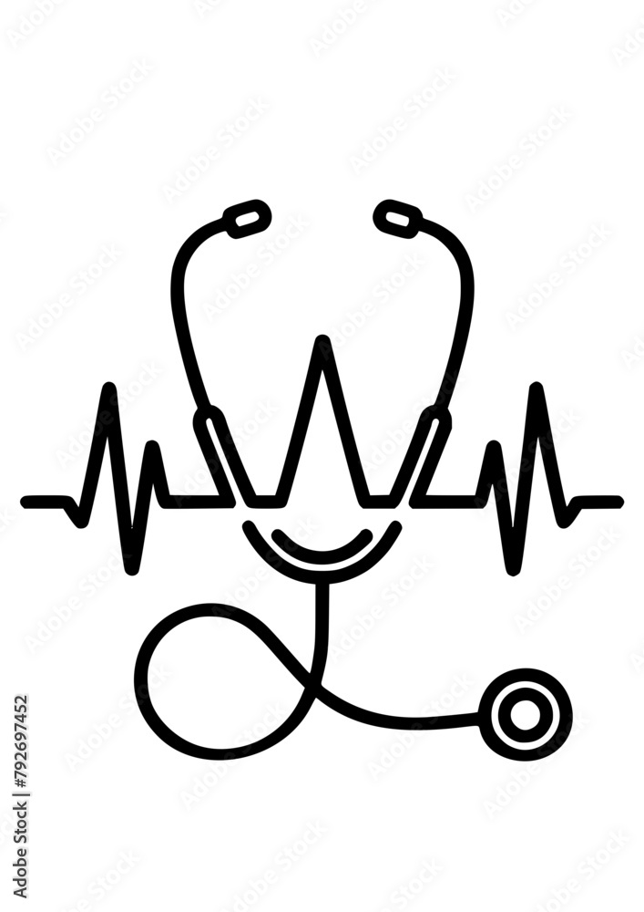 Image vectorielle Stock Stethoscope Heart Rhythm SVG, Medical Svg ...