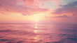 Sea and pink sky with clouds in beautiful golden orang