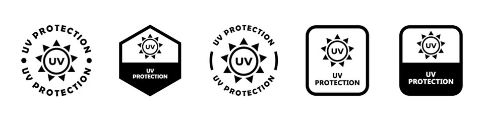 UV Protection Sign. Ultraviolet rays protection - vector labels.